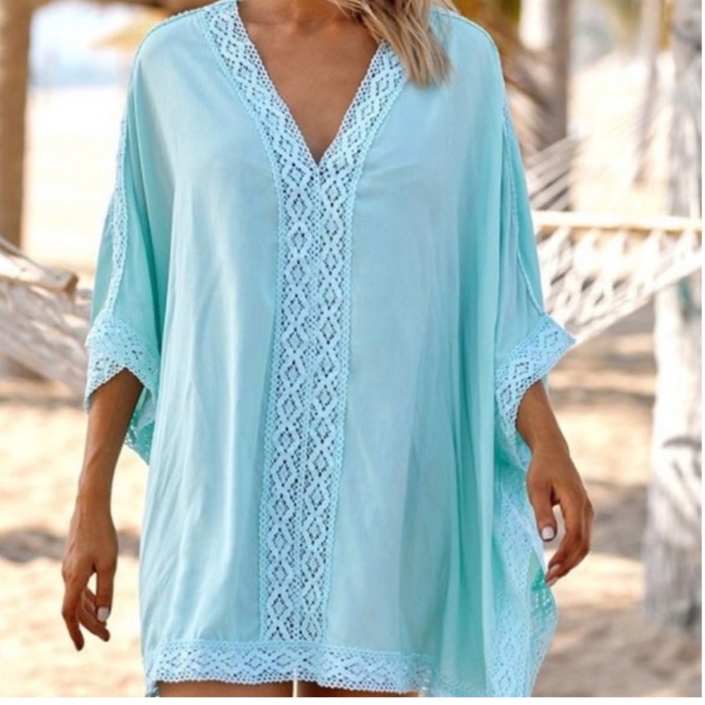 Beach Swim Cover Up Light Blue Women's Top